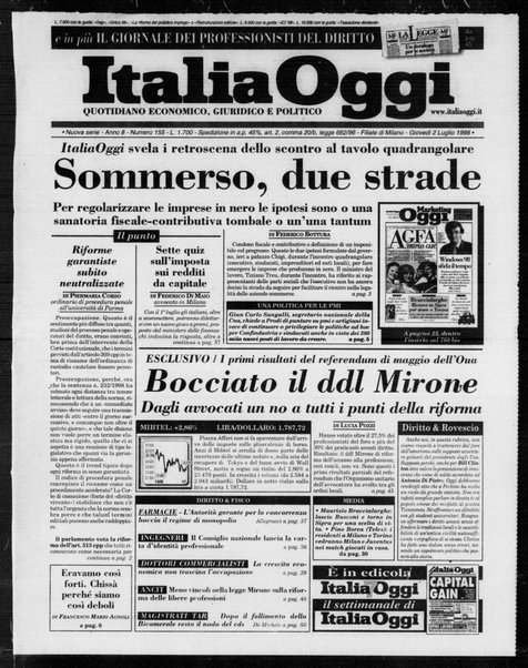 Italia oggi : quotidiano di economia finanza e politica